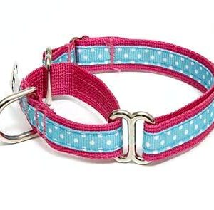 Sanibel Polka Dot Pink Martingale Dog Collars