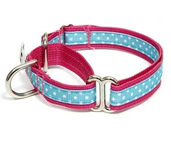 Sanibel Polka Dot Pink Martingale Dog Collars