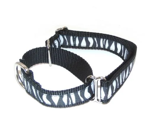 Midnight Zebra Martingale Dog Collar