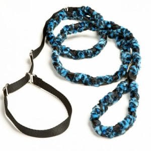 Braided Fur Humane Slip Leash Blue