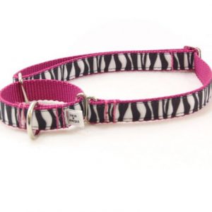Blushing Zebra Pink Martingale Dog Collar
