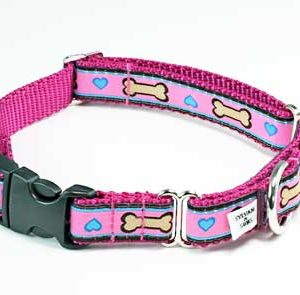 Pink Puppy Love Buckle Martingale Dog Collar